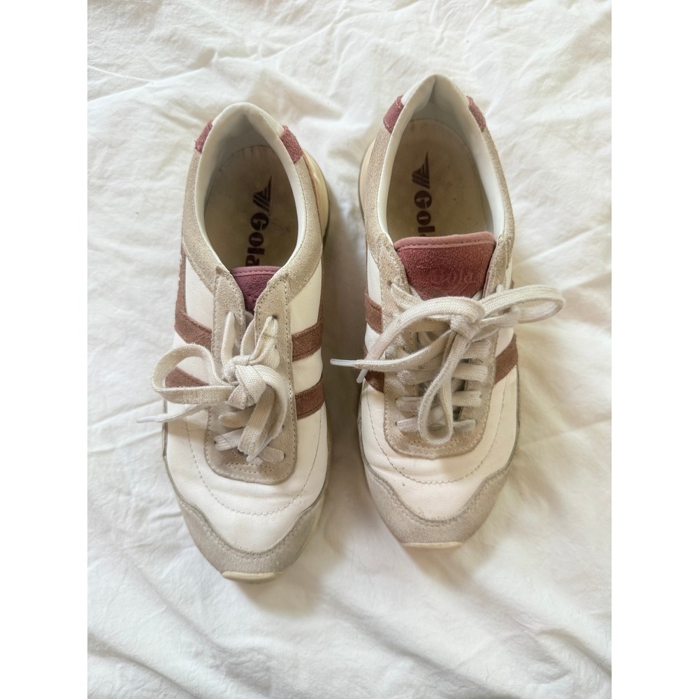 Gola Eclipse Pure Womens Sneakers White Tan Pink CLB400 US 7 Euro 38